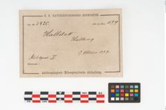 Etikett zu Keramikkragenrandgefäß (NHMW-PRAE-003425)